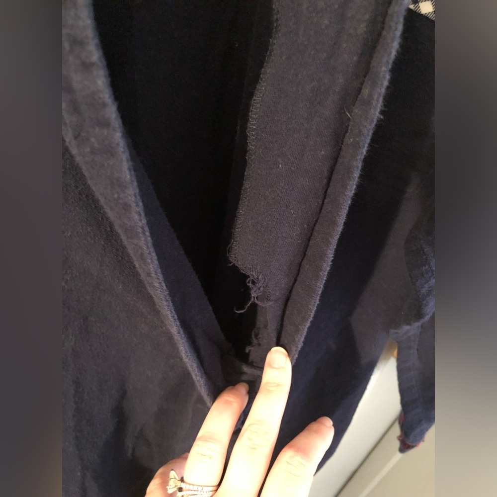 Vintage Christian Dior Plaid and Navy Sleep Shirt Gown - Picture 9 of 9